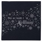 Letterpress servíettur Nú er kátt í höllinni svartar með silfur letri