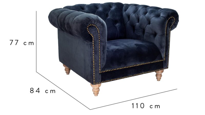 Andros stóll Velvet Navy - Image 2