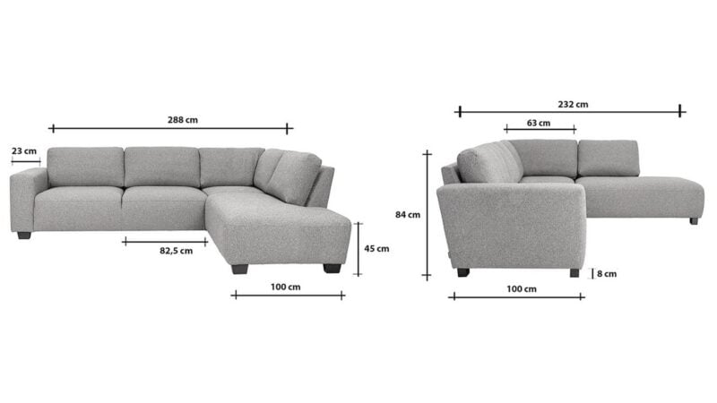 Vision hornsófi hægri Metz ljósgrár Bb - Image 10