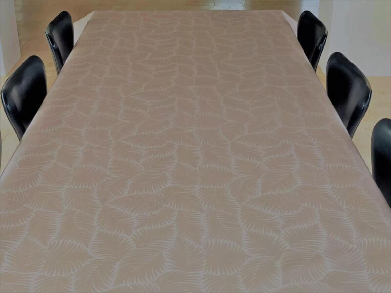 Munketex dúkur beige m/gráum laufblöðum - Image 2