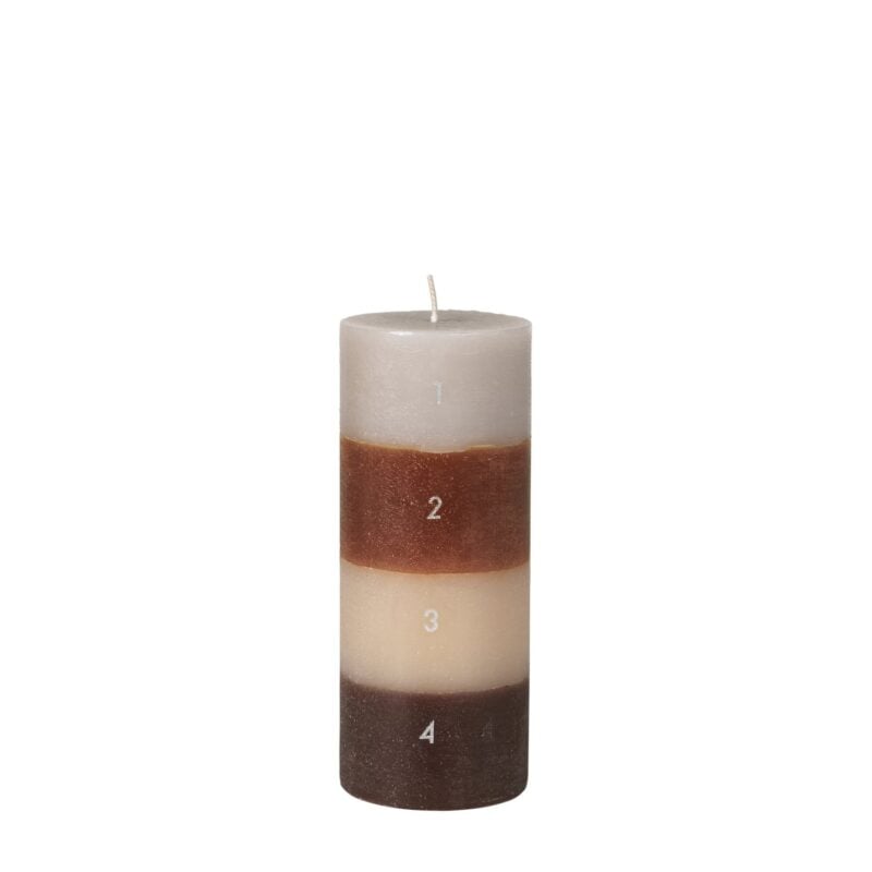 Broste Colourblock aðventukerti brúnt/beige - Image 1