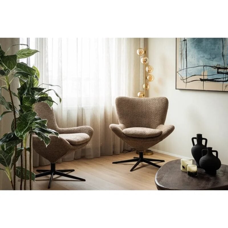 Havana hægindastóll Teddy ljósbrúnn/svartir fætur - Image 7