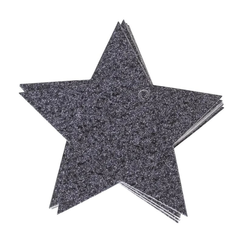 Jólamerkimiðar glitter stjarna svartir 10stk - Image 1