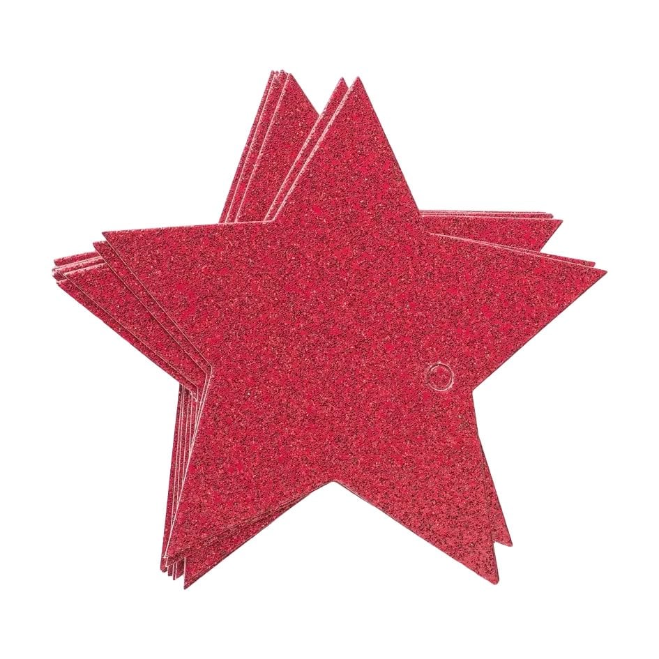 40a4f208-7c8b-4bda-973a-74c264832a6c.jpg Jólamerkimiðar glitter stjarna rauðir 10stk - Image 1