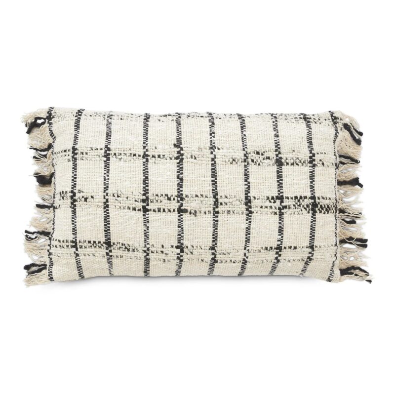 Jakobsdals Myla púði m/fringe offwhite/svartur - Image 1