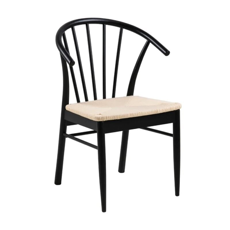 Cassandra borðstofustóll svört lökkuð eik/ofin seta - Image 1