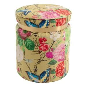 Kare Flower Fever skammel gulur Ø39cm