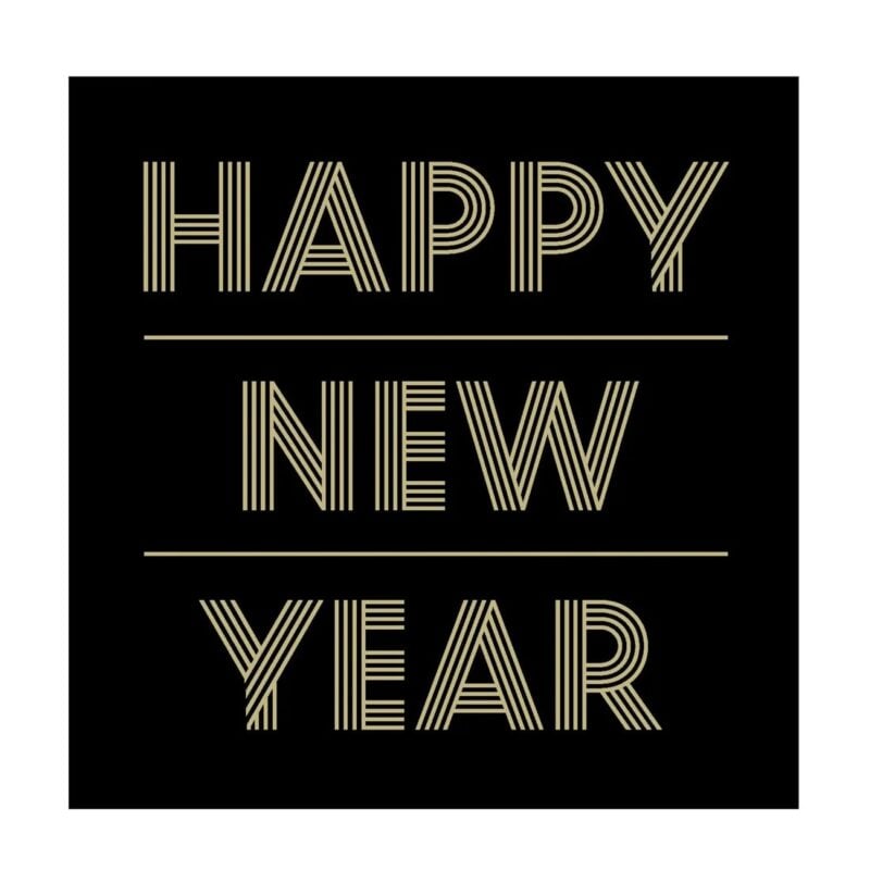 Jolipa servíetttr Happy New Year sv/gylltar 16,5x16,5 - Image 1