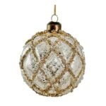 Shishi jólakúla silfur/gyllt m/glimmeri 8cm