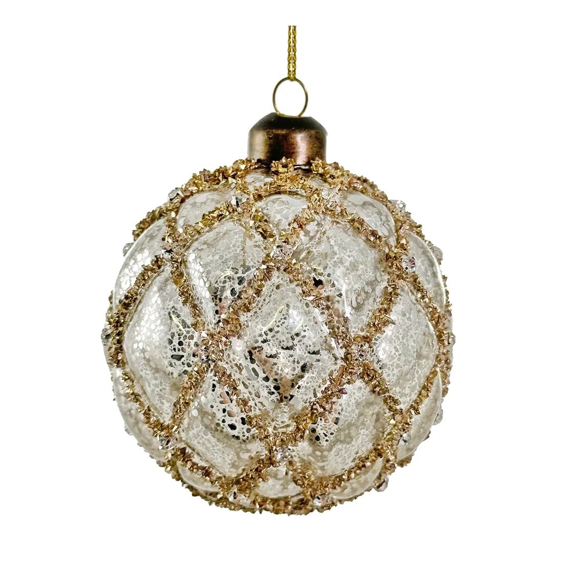 df03304c-ff96-48a6-a102-a31aa7a1abd0.jpg Shishi jólakúla silfur/gyllt m/glimmeri 8cm - Image 1