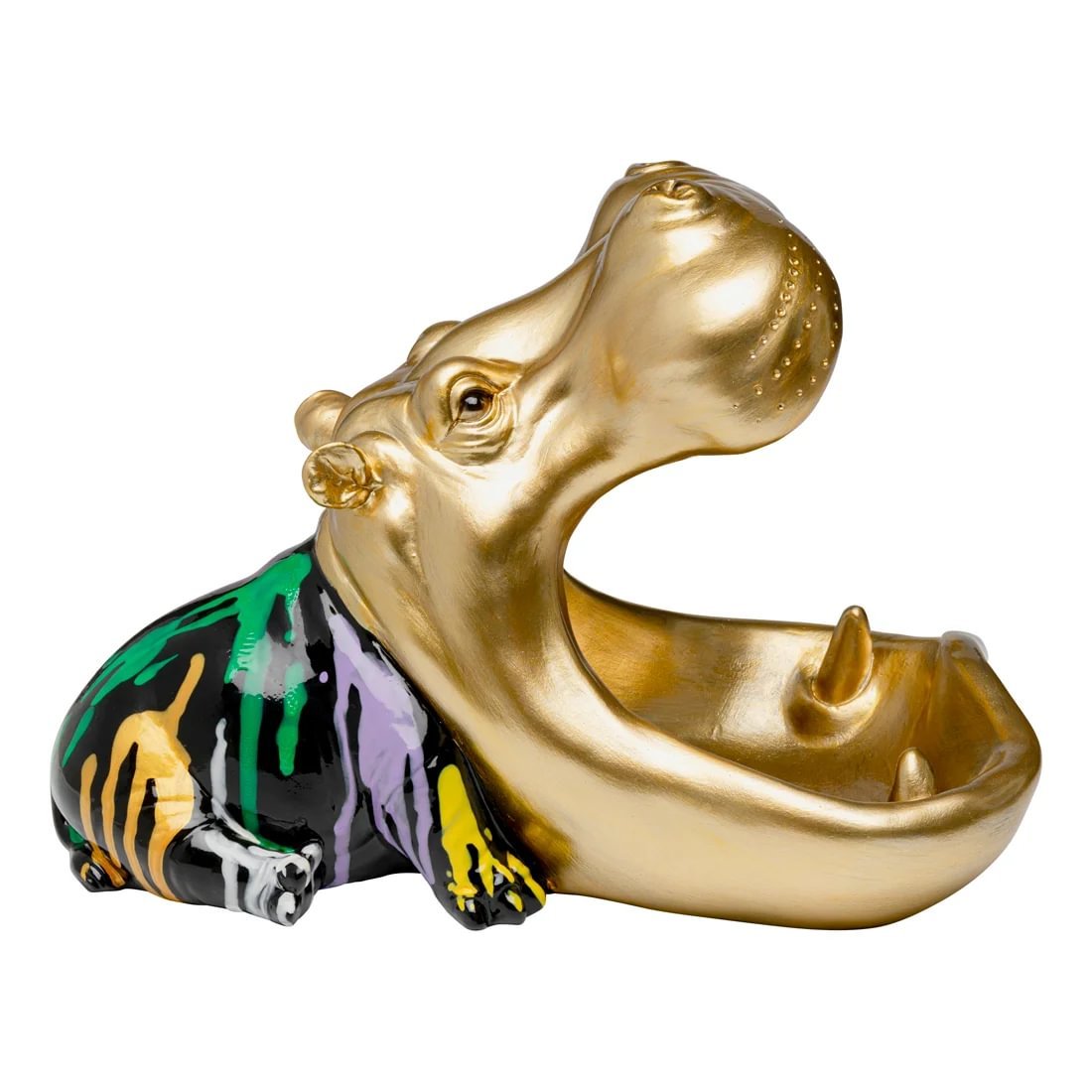 b304a781-8bfe-40f4-8b91-416171a03d37.jpg Kare Hungry hippo gylltur/marglitaður 31cm - Image 4