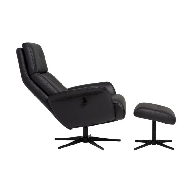 Rennes hægindastóll m/skammel leður/PVC svartur - Image 2