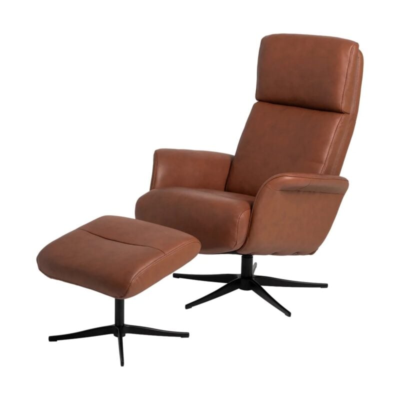 Rennes hægindastóll m/skammel leður/PVC saddle - Image 9