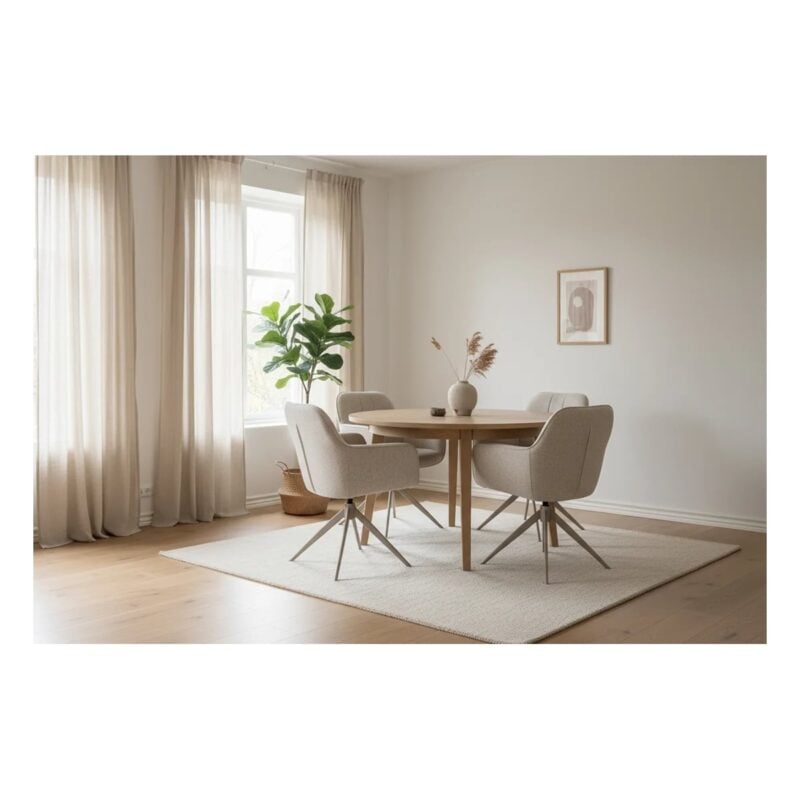 Memphis borðstofustóll á snúningi beige - Image 9