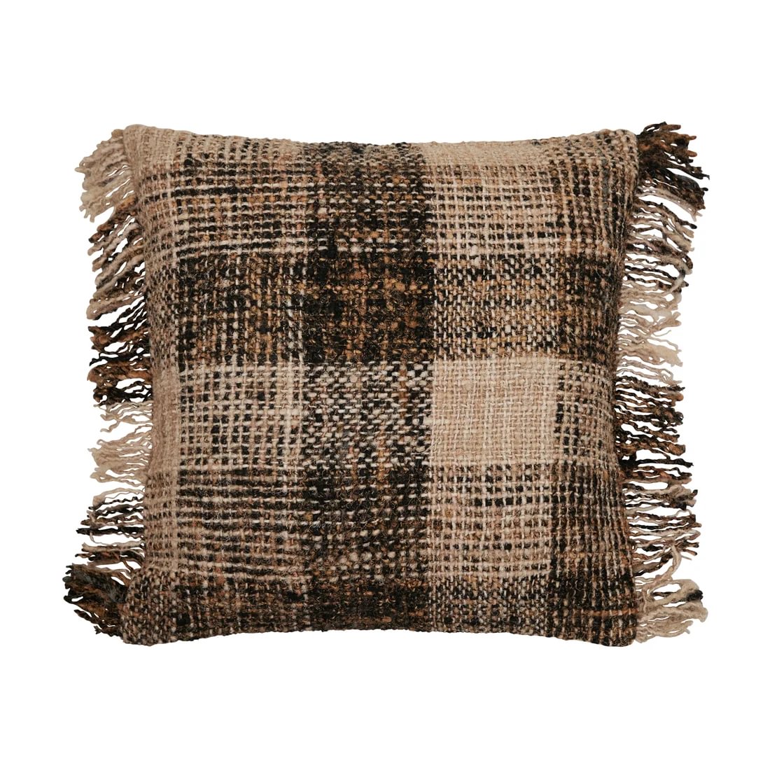 0cad56fe-3c6b-497f-99bc-37883a8c218f.jpg Jakobsdals púði m/fringe brúnn 50x50cm - Image 1