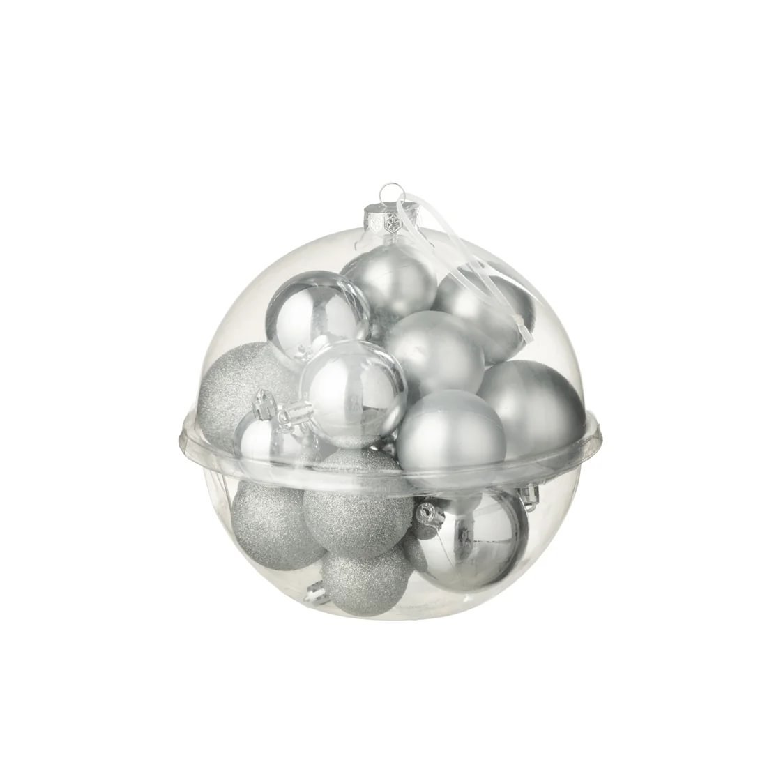 cd9beb84-7de8-4661-89ae-0c34bd345f00.jpg Jolipa jólakúlur í kúlu silfur 24stk - Image 1