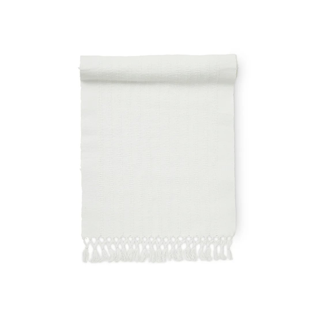 7decd421-bf64-4ff1-a5e3-b851c34e5708.jpg Jakobsdals Sabrina löber m/fringe hvítur 35x120cm - Image 1